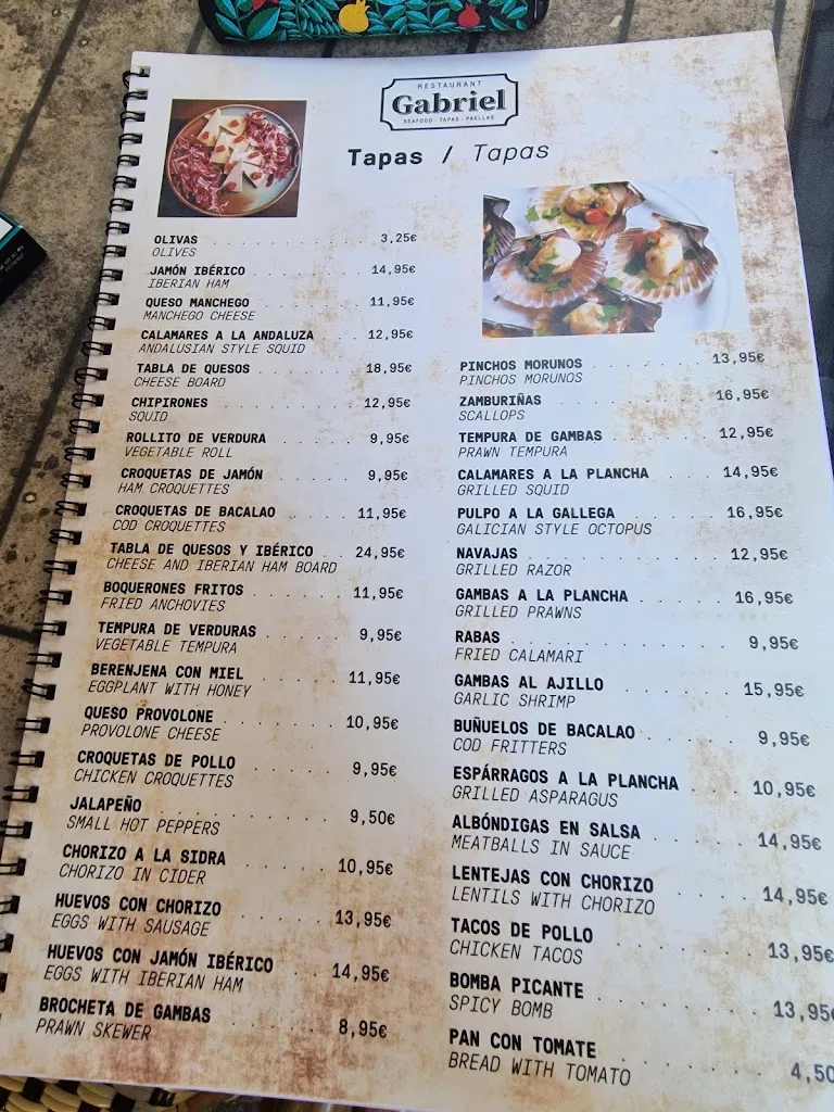 Menu_Restaurant Gabriel Barcelona – Seafood, Tapas & Paellas_Barcelona_image_2