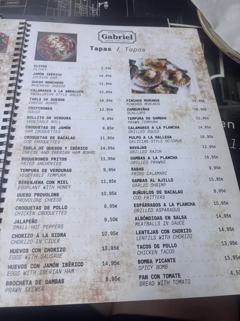 Menu_Restaurant Gabriel Barcelona – Seafood, Tapas & Paellas_Barcelona_image_4