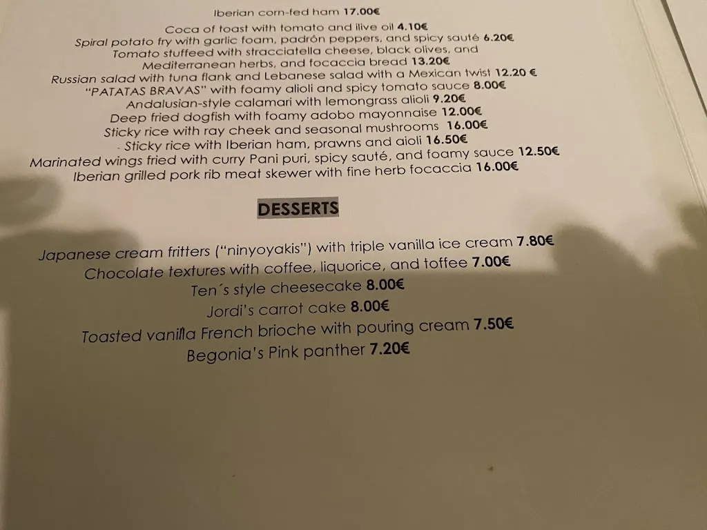 Menu_Ten's Tapes Restaurant Barcelona_Barcelona_image_4