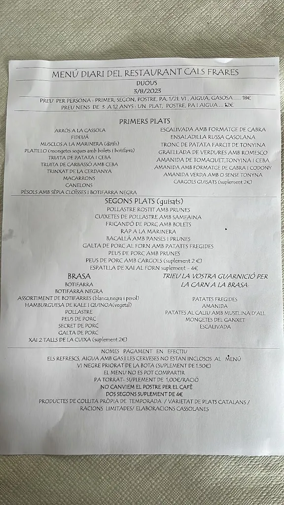 Menu_Restaurant Cals Frares_Cabrera dAnoia_immagine_1