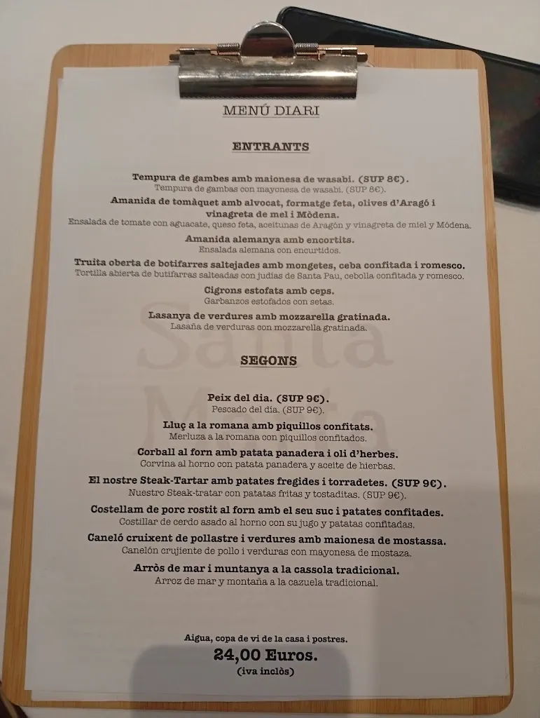 Menu_Restaurant Santa Marta_Cabrera dAnoia_image_1