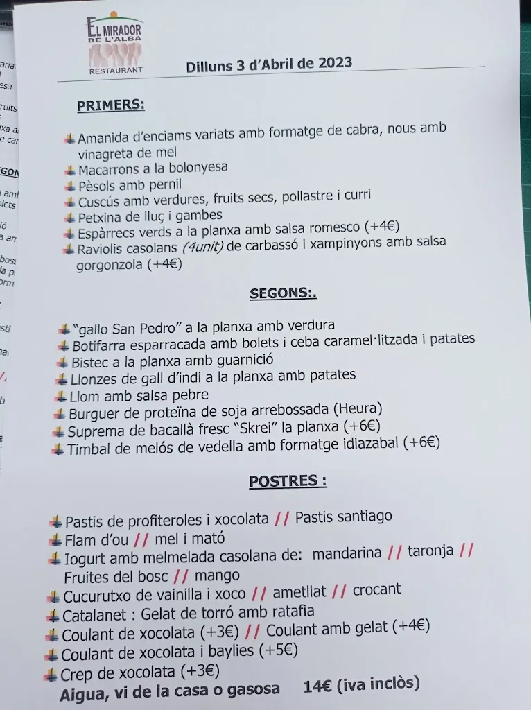 Menu_El Mirador de l'Alba_Cabrera dAnoia_image_1