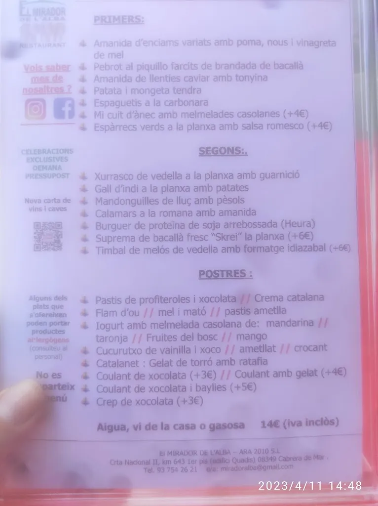 Menu_El Mirador de l'Alba_Cabrera dAnoia_image_4