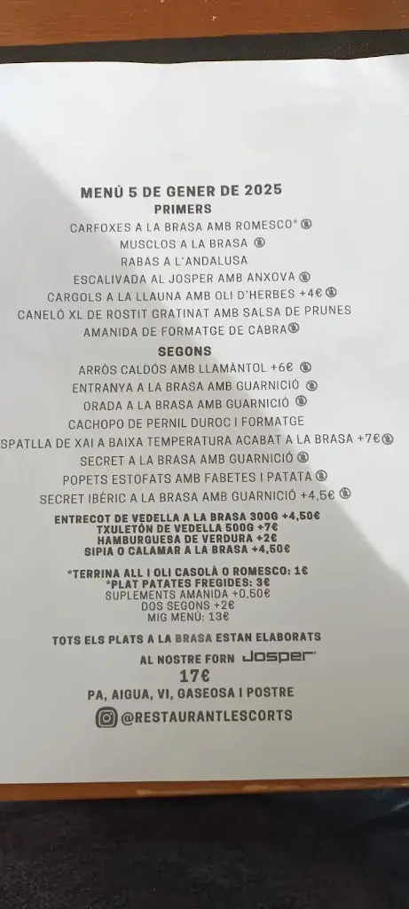 Menu_Restaurant Les Corts_Cabrera de Mar_image_1