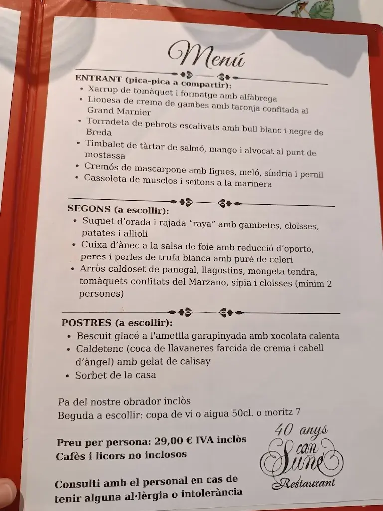 Menü_Can Suñé Restaurant_Caldes dEstrac_Bild_1