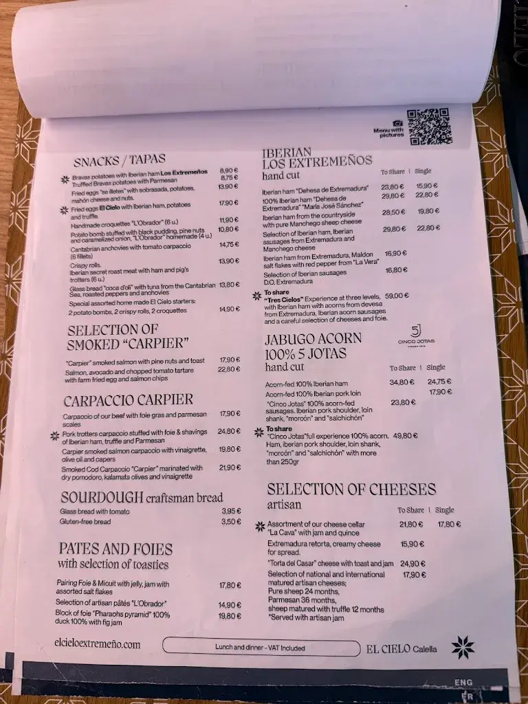 Menü_El Cielo Calella - Los Extremeños_Calella_Bild_1