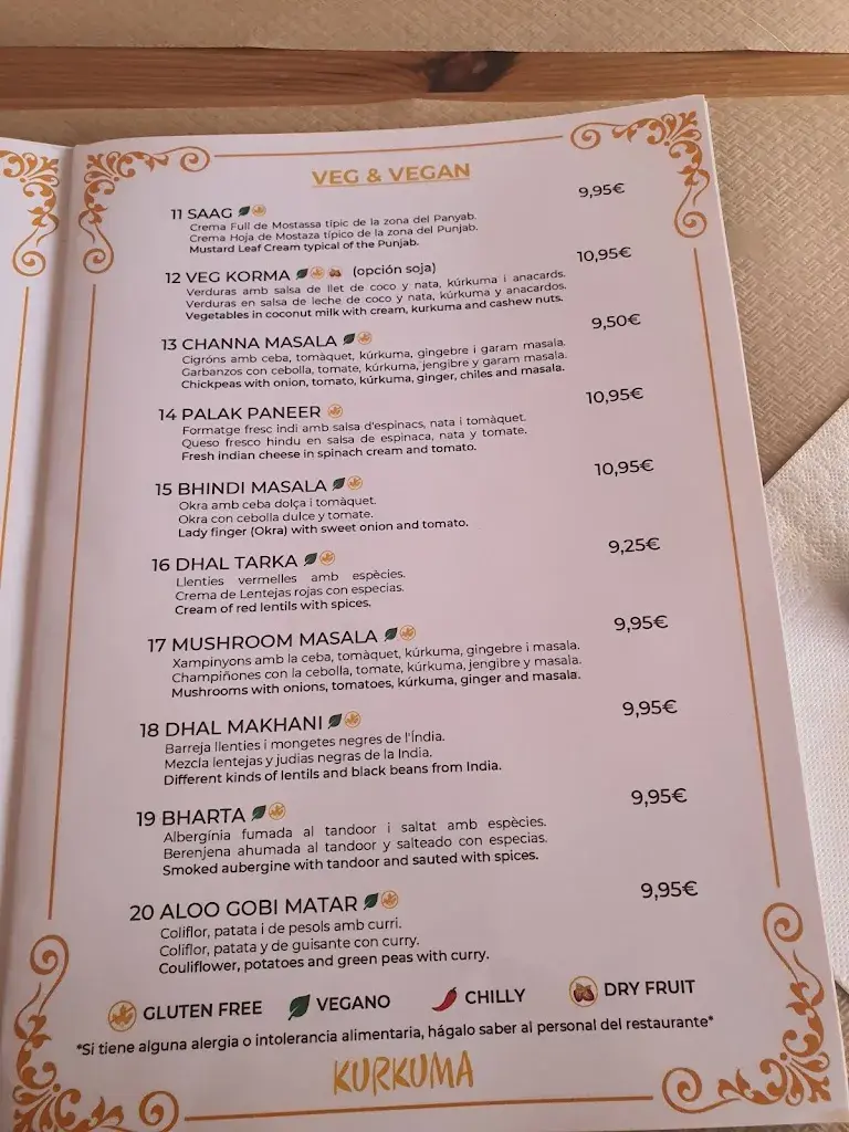 Menu_KURKUMA INDIAN RESTAURANT_Calella_image_4