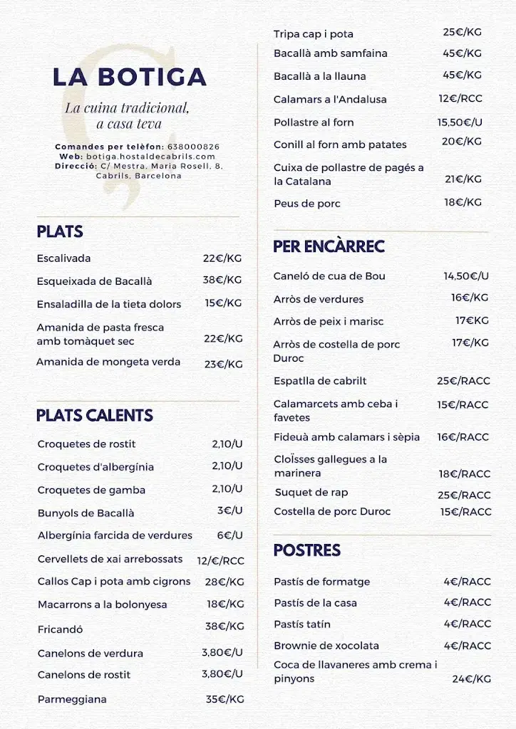 Menu_La Botiga de l'Hostal_Cabrils_image_1