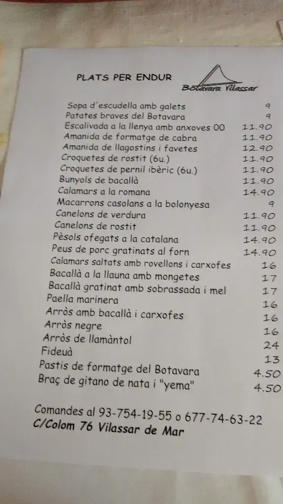 Menu_Botavara Vilassar_Cabrils_image_1