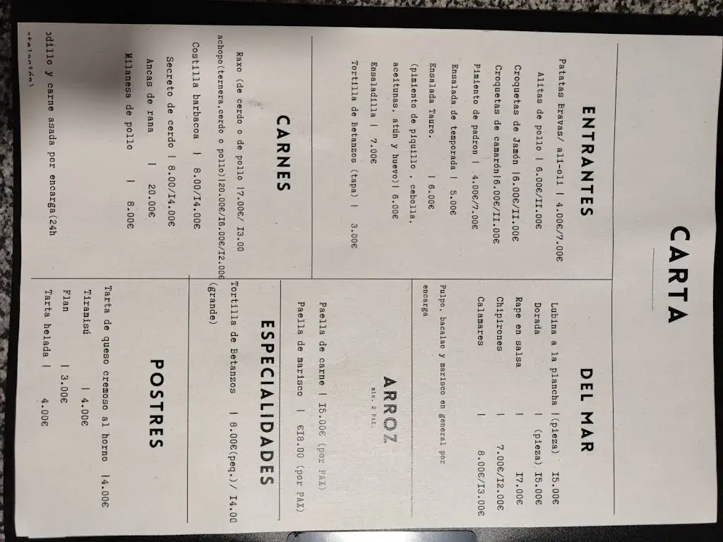 Menu_Meson bar Tauro_Narón_image_1