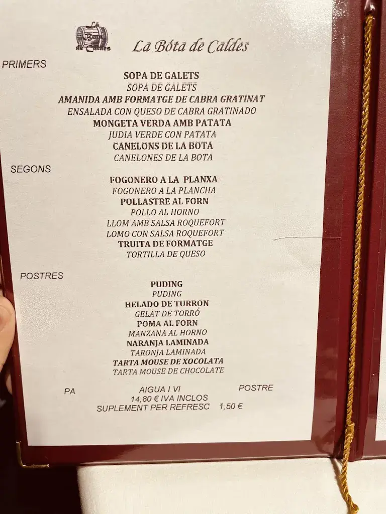 Menu_Restaurant La Bota de Caldes_Caldes de Montbui_image_1