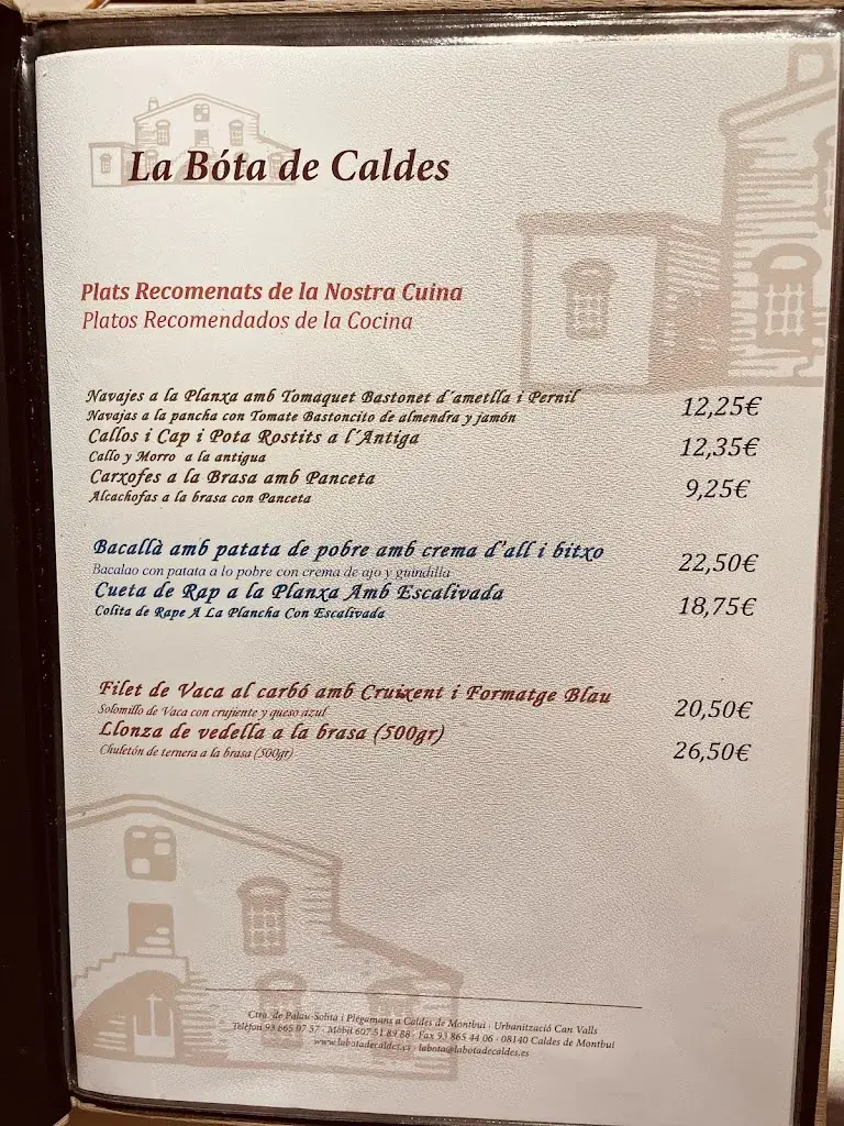 Menu_Restaurant La Bota de Caldes_Caldes de Montbui_image_3
