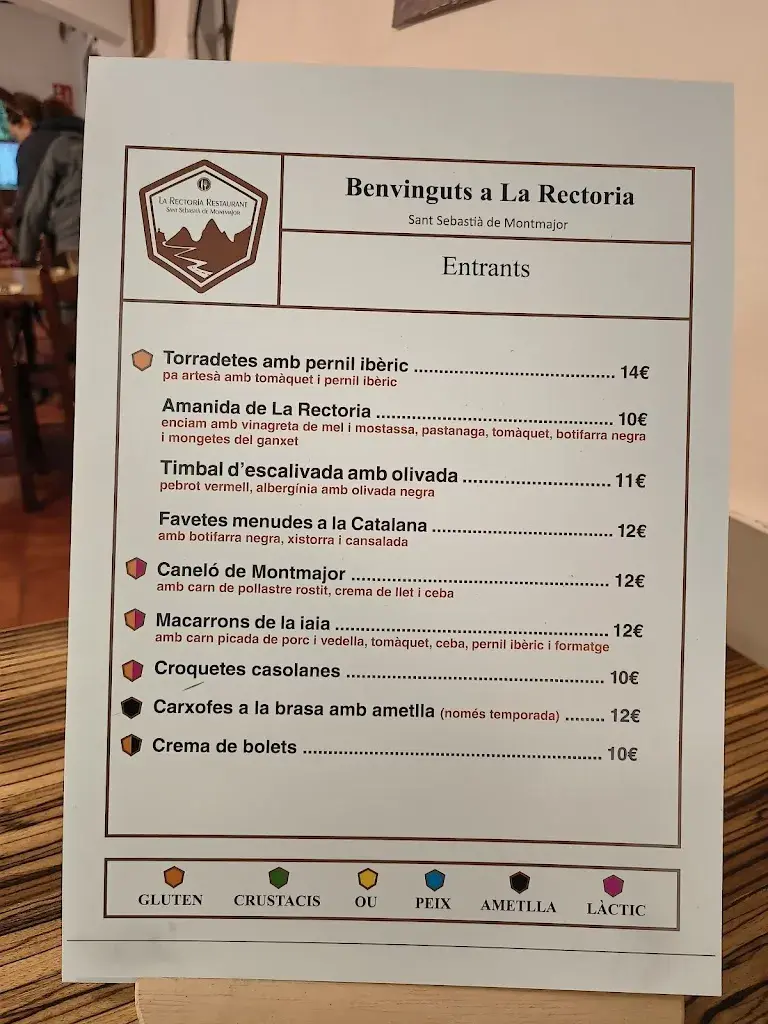 Menu_Restaurant la Rectoria de Sant Sebastià de Montmajor_Caldes de Montbui_image_1