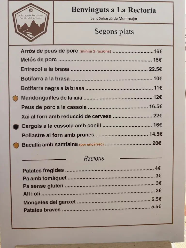 Menu_Restaurant la Rectoria de Sant Sebastià de Montmajor_Caldes de Montbui_image_4