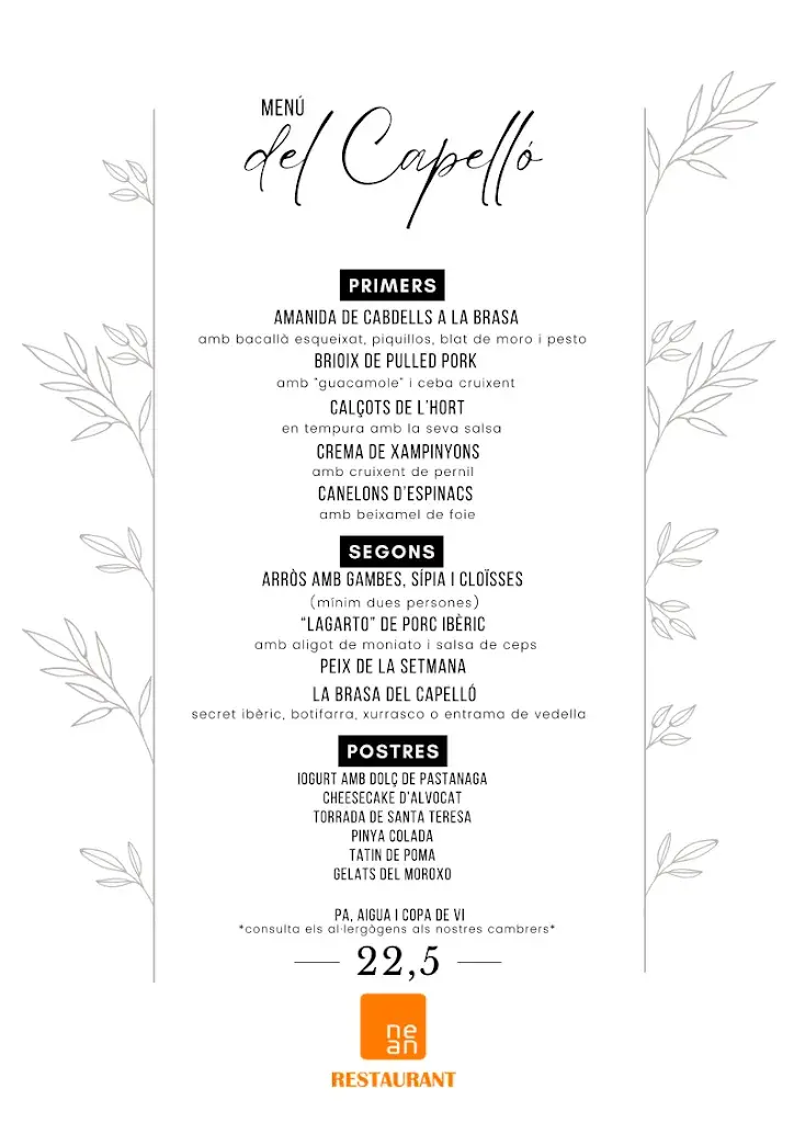 Menu_Nean Restaurant_Capellades_image_1