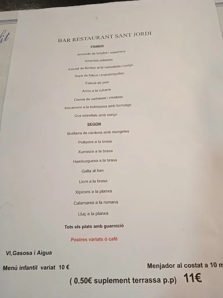 Menu_Bar restaurant Sant Jordi_Cardona_image_1