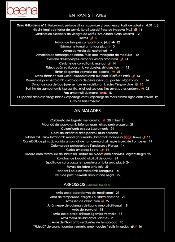 Menu_Baena Restaurant | 𝗿𝗲𝘀𝗲𝗿𝘃𝗮 Miércoles a Domingo 11:30h a 13h _Canovelles_immagine_2