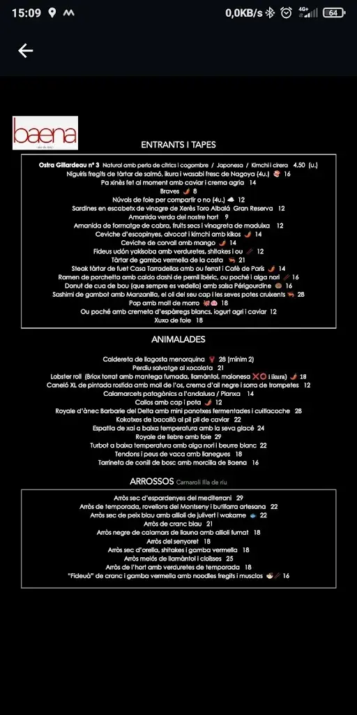 Menu_Baena Restaurant | 𝗿𝗲𝘀𝗲𝗿𝘃𝗮 Miércoles a Domingo 11:30h a 13h _Canovelles_immagine_3