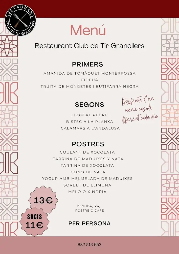 Menu_Restaurant Club de Tir Granollers_Canovelles_image_2