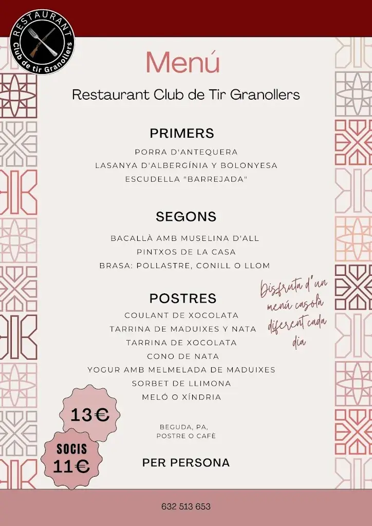 Menu_Restaurant Club de Tir Granollers_Canovelles_image_3