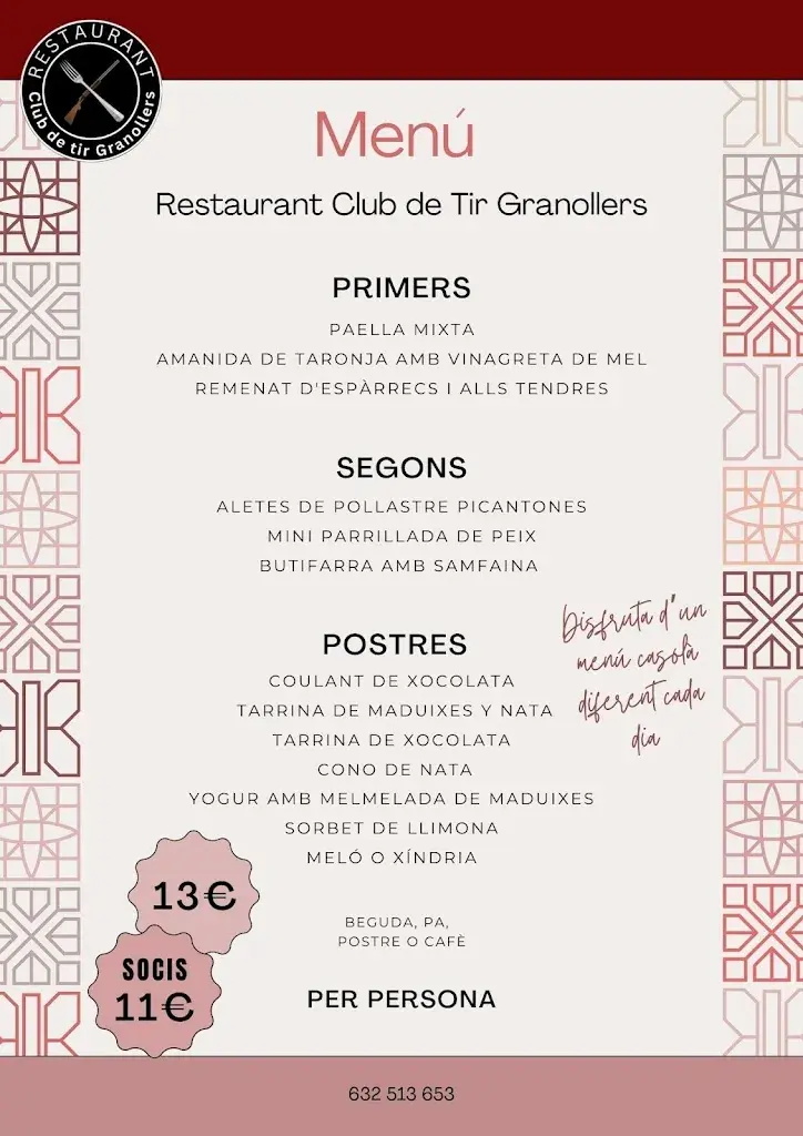Menu_Restaurant Club de Tir Granollers_Canovelles_image_4