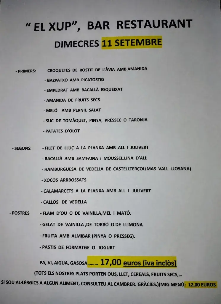 Menu_El Xup,Bar-Restaurant_Castellcir_image_1