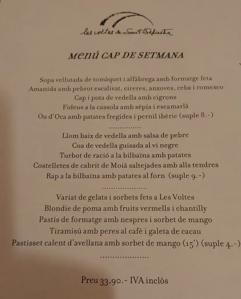 Menu_Les Voltes de Sant Sebastià_Castellcir_image_1
