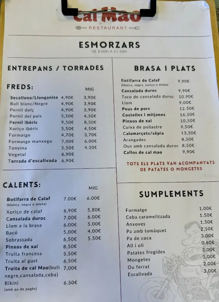 Menu_Cal Mao Restaurant_Castellolí_immagine_1