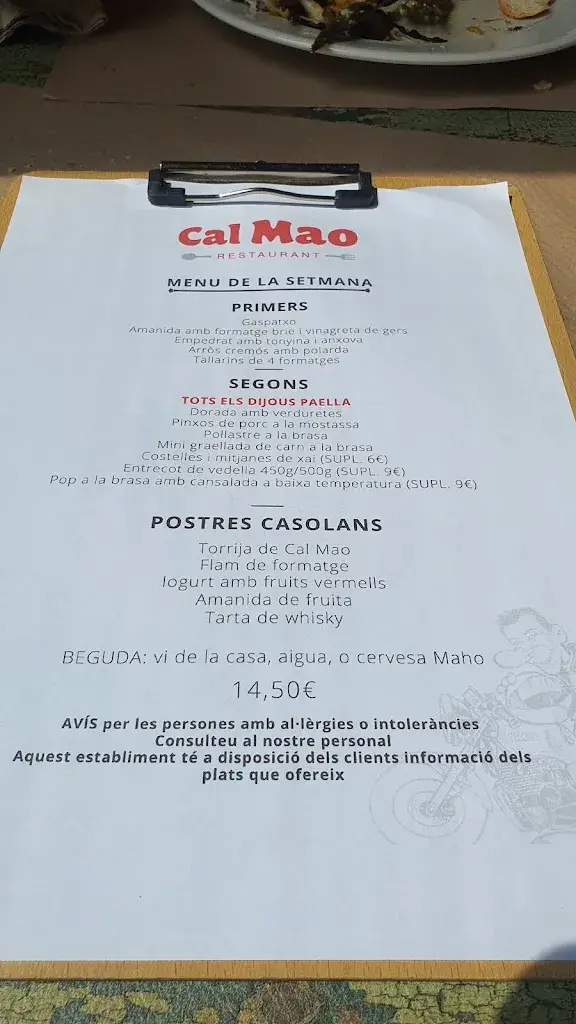 Menu_Cal Mao Restaurant_Castellolí_immagine_2