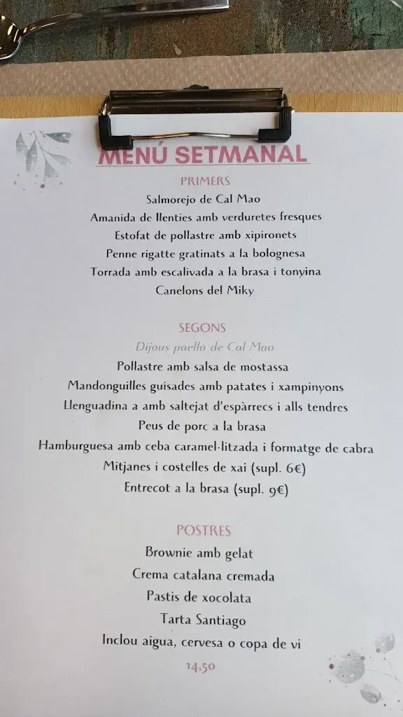 Menu_Cal Mao Restaurant_Castellolí_immagine_3