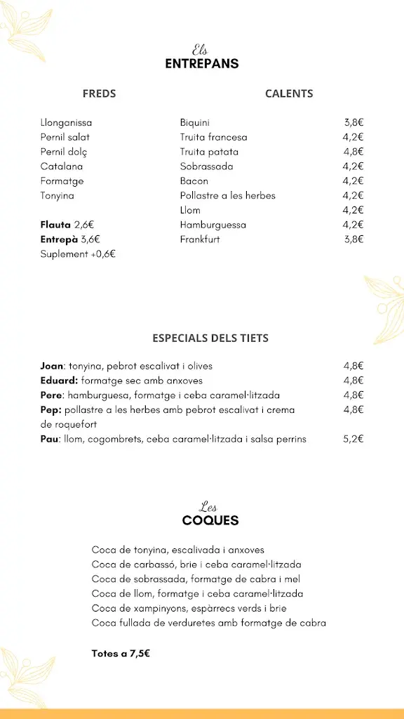 Menu_Bar Les Tietes_Castellterçol_image_1