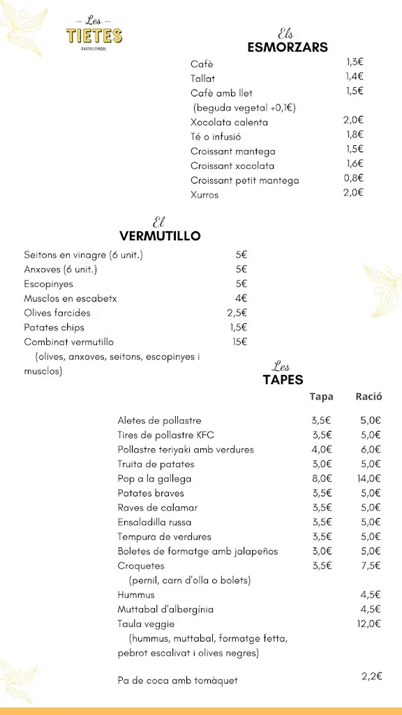 Menu_Bar Les Tietes_Castellterçol_image_2