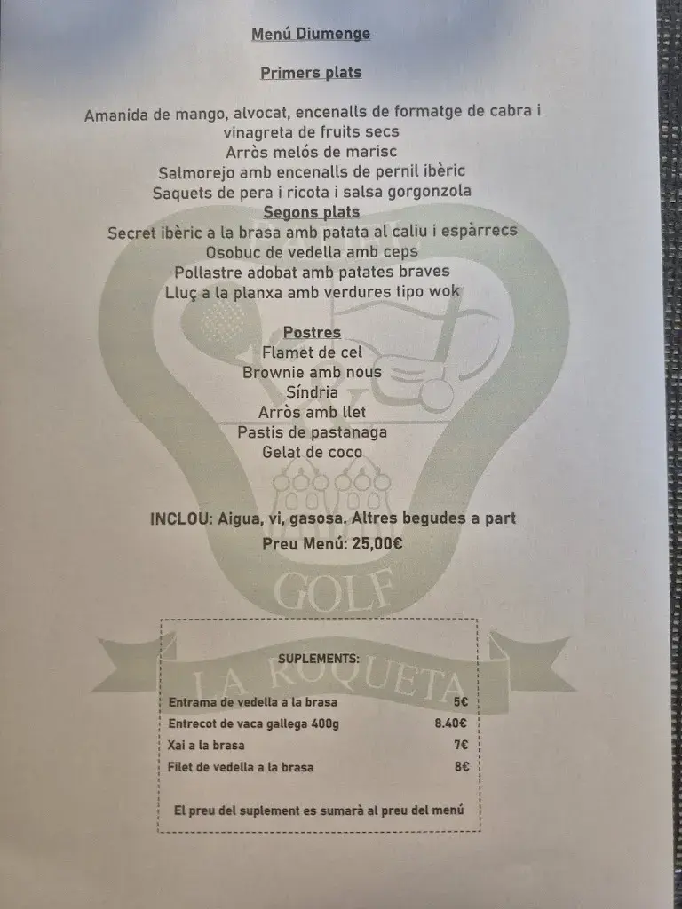 Menu_Restaurante & Golf La Roqueta_Castellgalí_image_1