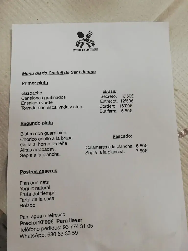 Menu_CASTELL DE SANT JAUME_Castellví de Rosanes_image_1