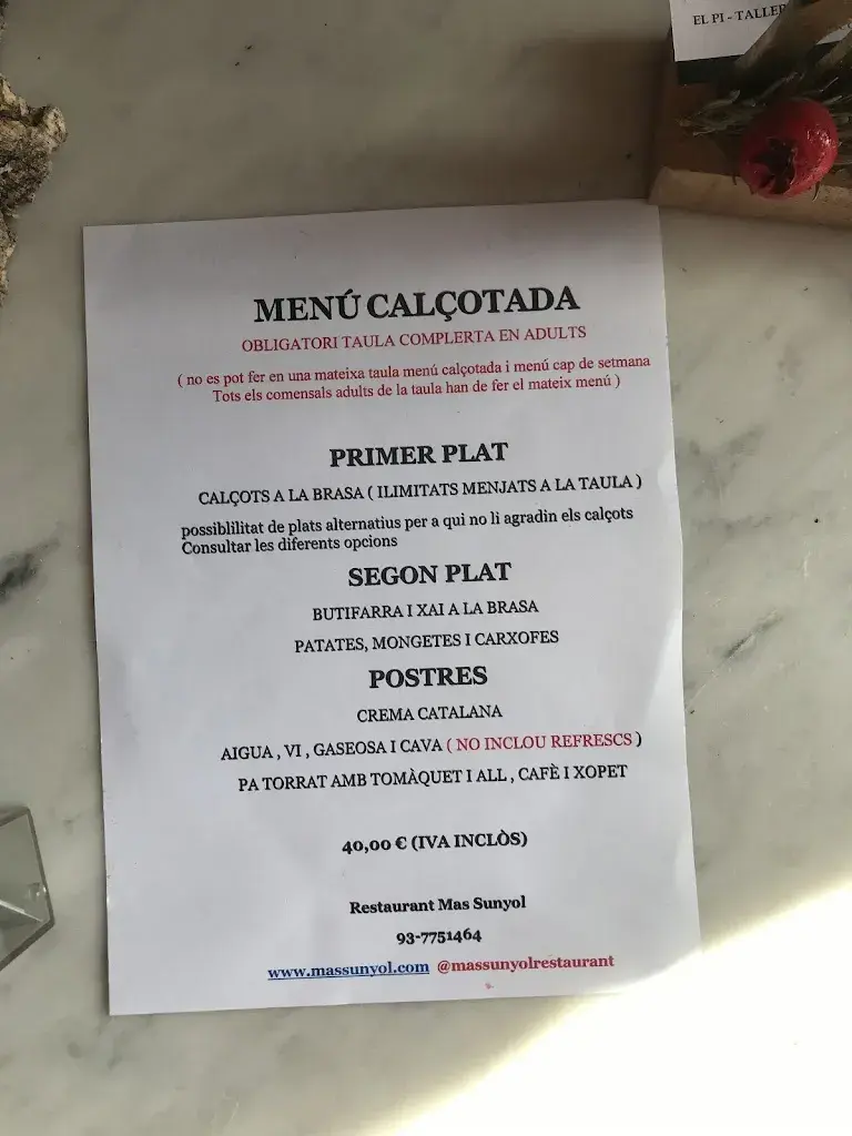 Menu_Restaurant Mas Sunyol_Castellví de Rosanes_immagine_3