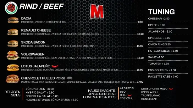 Menü_AP Café Burger & Indoor-Racing - Gourmet Burger, Fun & Sim Racing_Aadorf_Bild_2