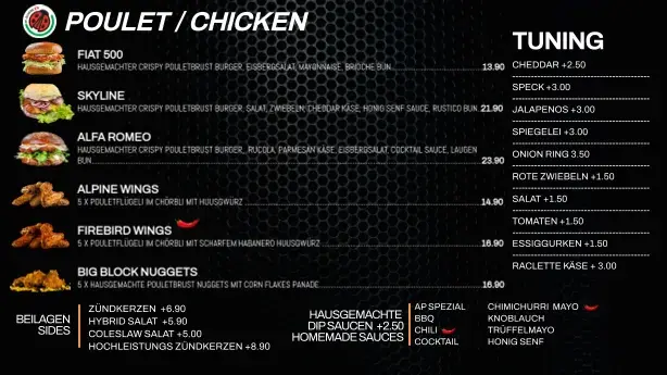 Menü_AP Café Burger & Indoor-Racing - Gourmet Burger, Fun & Sim Racing_Aadorf_Bild_3