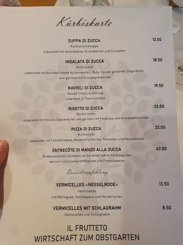 Menu_Wirtschaft zum Obstgarten - IL FRUTTETO_Frauenfeld_immagine_1