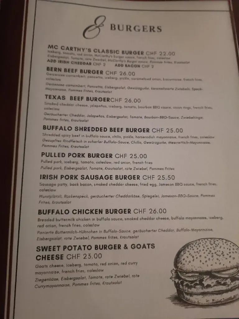 Menü_Mc CARTHY'S_Bern_Bild_1