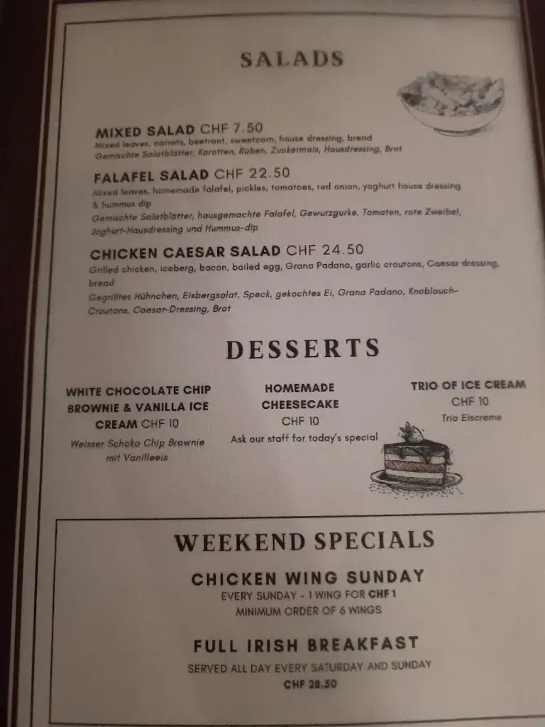 Menü_Mc CARTHY'S_Bern_Bild_4