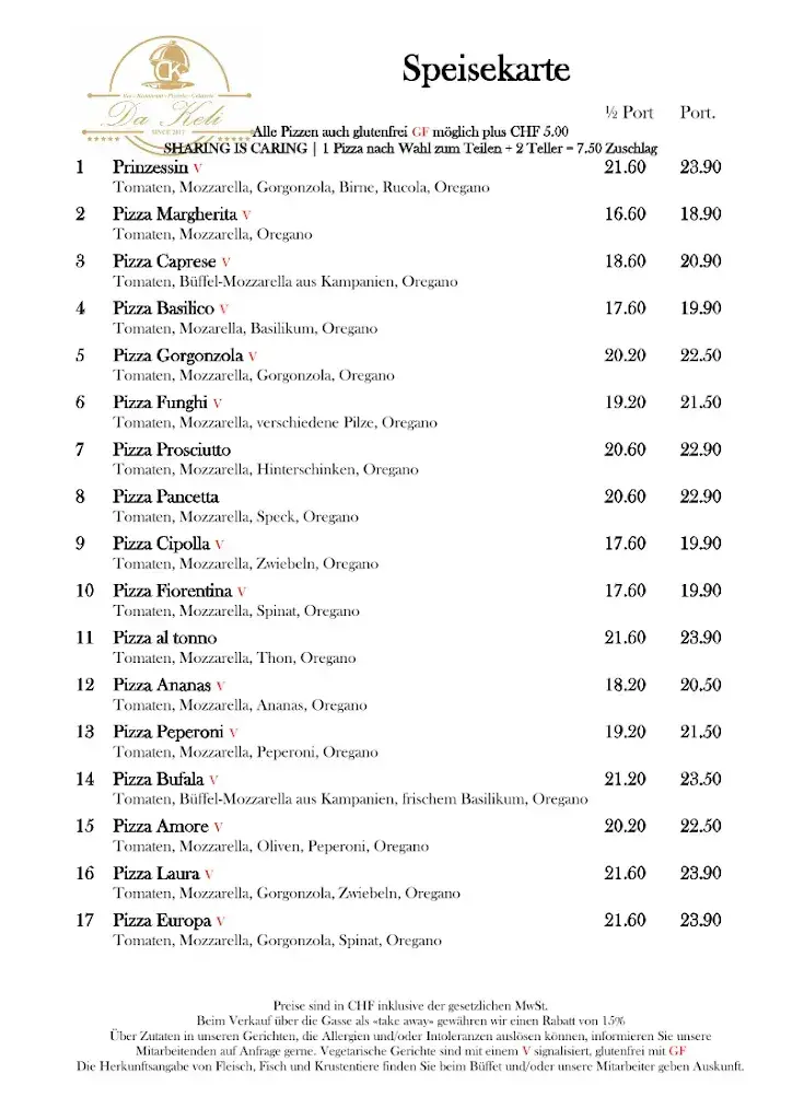 Menu_Restaurant Pizzeria da Keli_Bern_image_1