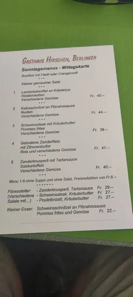 Gasthaus Hirschen restaurant in Berlingen