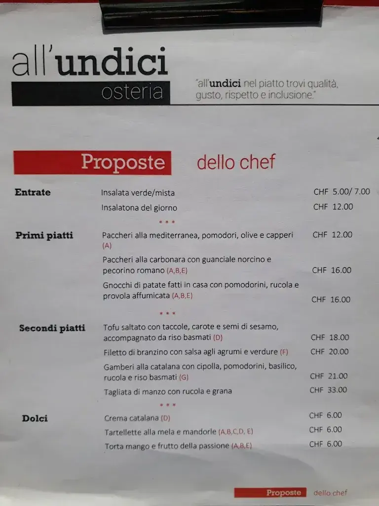 Osteria all'undici restaurant à Bellinzona