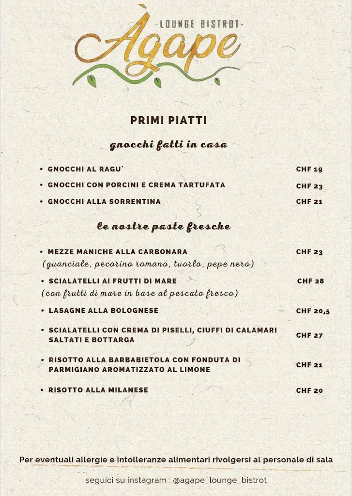 Menu_Agape Lounge Bistrot - Ristorante Bellinzona_Bellinzona_image_3