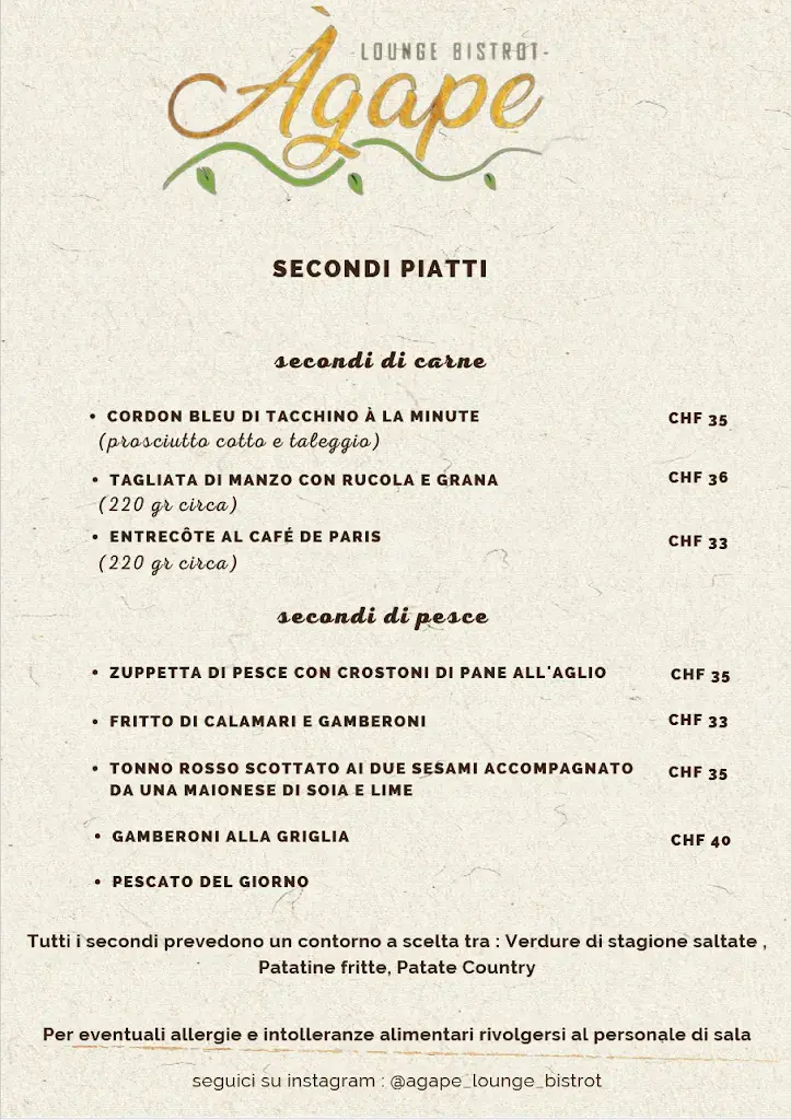 Menu_Agape Lounge Bistrot - Ristorante Bellinzona_Bellinzona_image_4