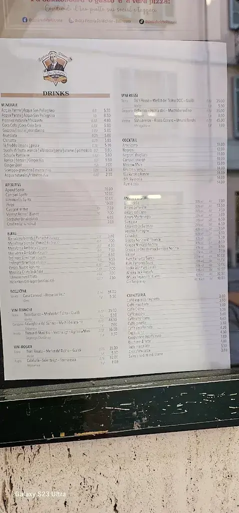 Menu_Antica Pizzeria Da Michele - Bellinzona_Bellinzona_immagine_4