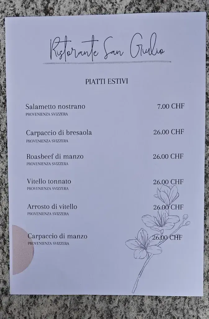 Menü_Ristorante San Giulio_S. Antonino_Bild_1