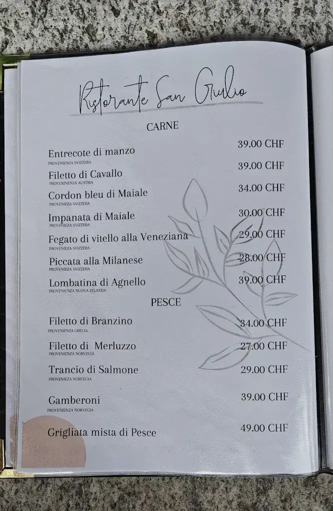 Menü_Ristorante San Giulio_S. Antonino_Bild_2