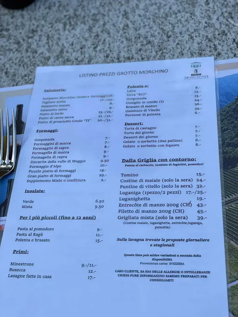 Grotto Morchino restaurant in Pazzallo