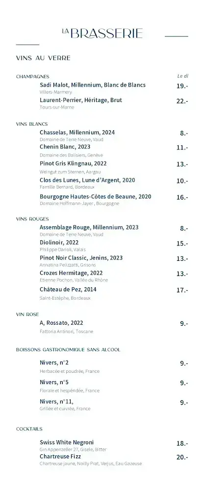 La Brasserie Millennium_Crissier_menu_image_1